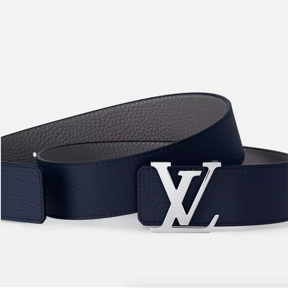 NEW Louis Vuitton LV Initiales Taurillon 40mm Reversible Belt Navy Gray 85cm - Picture 7 of 9
